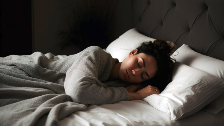 Boost-Your-Mental-Health-with-Improved-Sleep-4-Strategies-To-Beat-Poor-Sleep Woman sleeping comfortably in bed | Boost Your Mental Health with Improved Sleep 4 Strategies To Beat Poor Sleep | Mindful Health Solutions