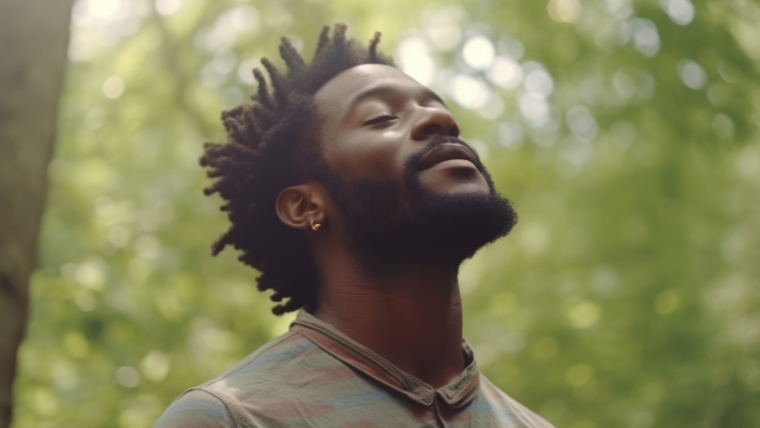 Esketamine-and-Brain-Plasticity-Is-It-More-Than-Just-an-Antidepressant Happy young man breathing deep with a green forest in the background | Esketamine and Brain Plasticity: Is It More Than Just an Antidepressant? | Mindful Health Solutions
