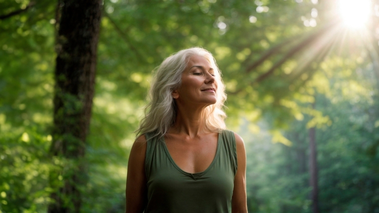 A-Comprehensive-Guide-to-SPRAVATO-Its-Pros-and-Cons-in-Depression-Treatment Relaxed woman breathing fresh air in a green forest. | A Comprehensive Guide to SPRAVATO: Its Pros and Cons in Depression Treatment | Mindful Health Solutions