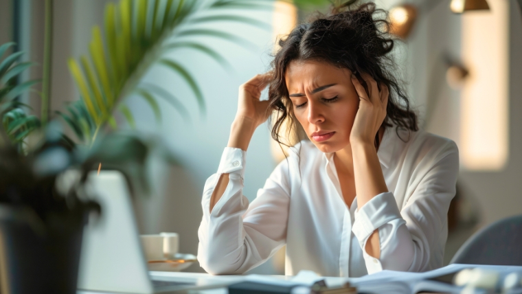 Feeling Stressed Out Try These 10 Simple Time Management Strategies Woman stressed out while working from home | Feeling Stressed Out Try These 10 Simple Time Management Strategies | Mindful Health Solutions